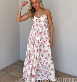 Floral Twisted Bust Maxi Dress