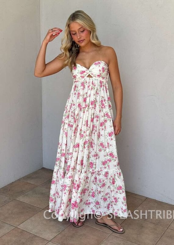 Floral Twisted Bust Maxi Dress