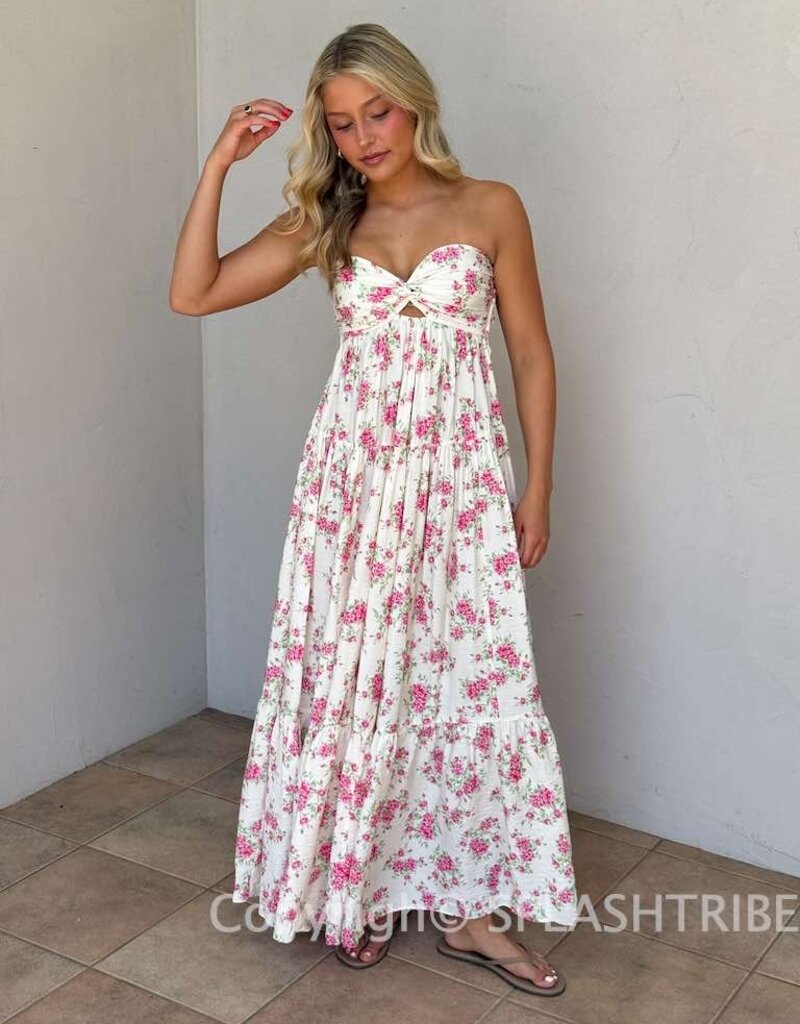 Floral Twisted Bust Maxi Dress
