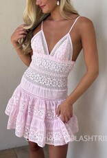 Floral Embossed Lace Solid Mini Dress