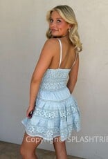 Floral Embossed Lace Solid Mini Dress