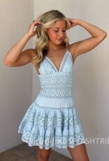 Floral Embossed Lace Solid Mini Dress