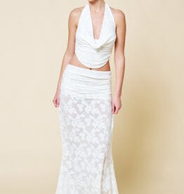 Keira Floral Jacquard Cowl Neck Halter Top