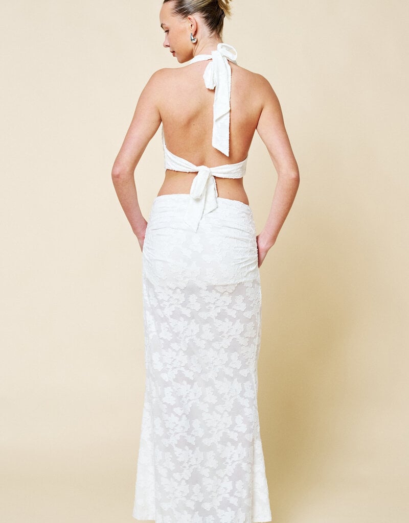 Keira Floral Jacquard Cowl Neck Halter Top