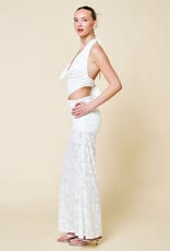Keira Floral Jacquard Cowl Neck Halter Top