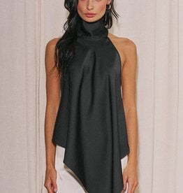 Georgetta Satin Asymmetrical Open Back Top