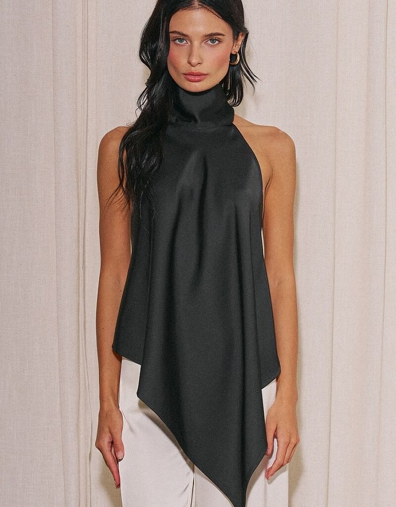 Georgetta Satin Asymmetrical Open Back Top