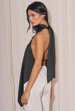 Georgetta Satin Asymmetrical Open Back Top