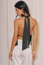 Georgetta Satin Asymmetrical Open Back Top