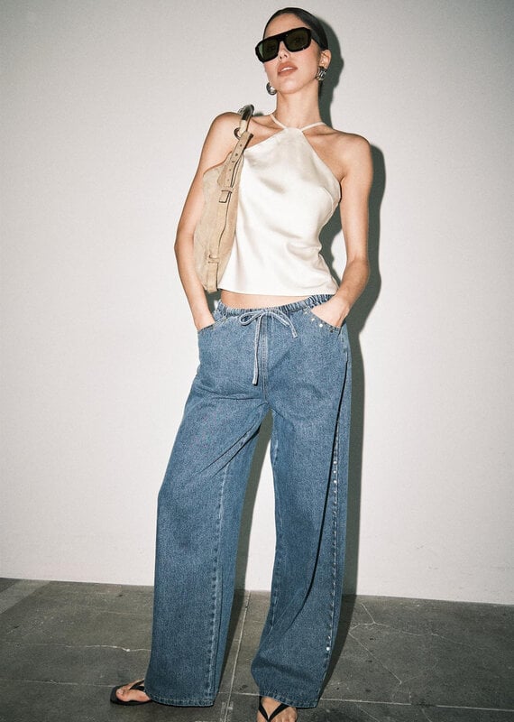 Nicks Studded Denim Drawstring Pants
