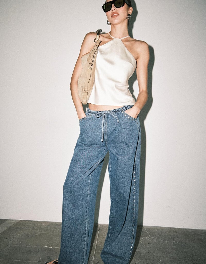 Nicks Studded Denim Drawstring Pants