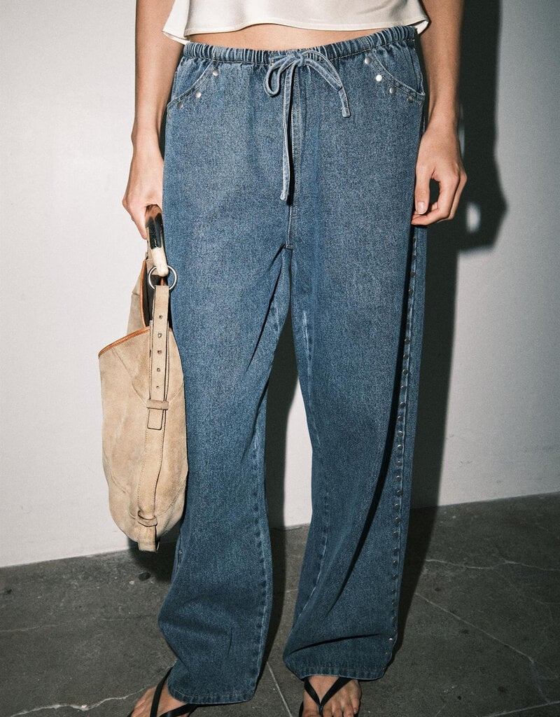 Nicks Studded Denim Drawstring Pants