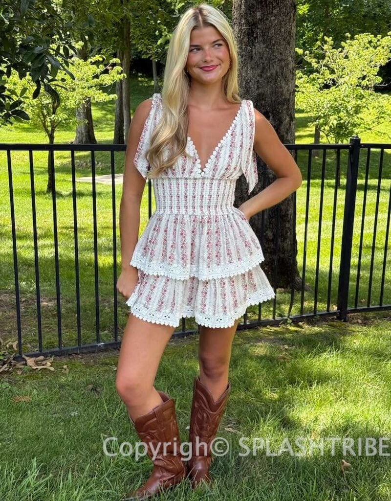 Thick Tie Strap Tiered Mini  Dress