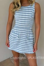 Checker Wide Strap Front Pocket Mini Dress