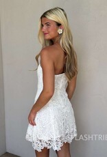 Meredith Strapless Floral Embroidered Lace Mini Dress