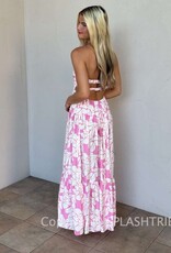 Romantic Floral Twisted Ruched Bust Maxi Dress