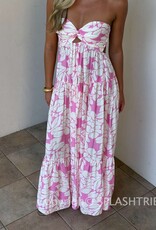 Romantic Floral Twisted Ruched Bust Maxi Dress