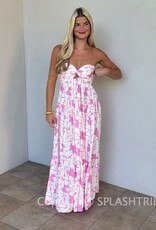 Romantic Floral Twisted Ruched Bust Maxi Dress