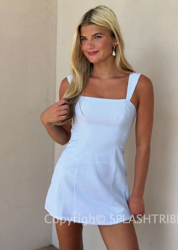 Gingham Wide Strap Mini Dress
