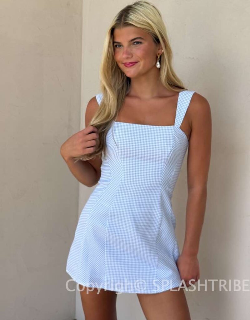 Gingham Wide Strap Mini Dress