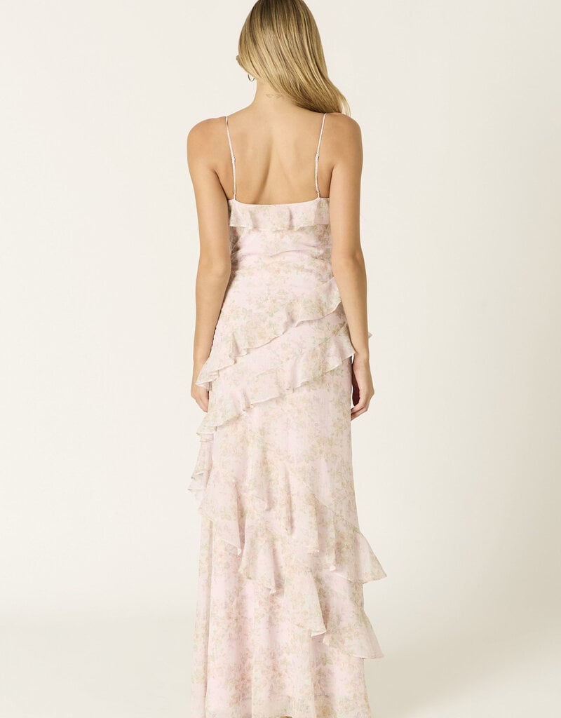 Eva Floral Chiffon Ruffle Maxi Dress