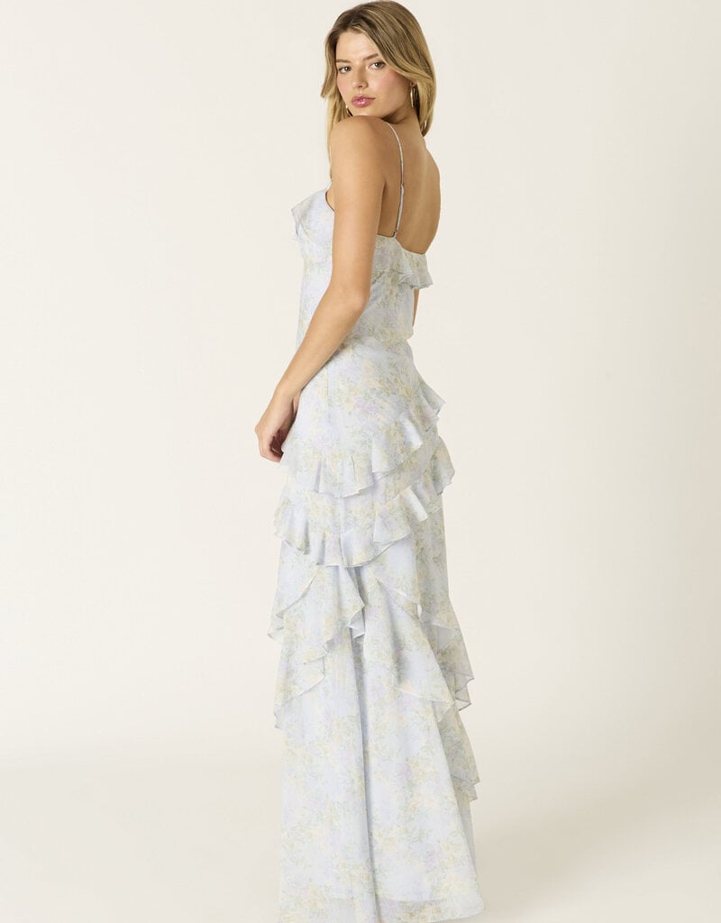 Eva Floral Chiffon Ruffle Maxi Dress
