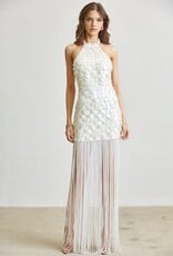 Kailani Halter Shell Disc Maxi Dress With Fringe
