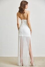 Kailani Halter Shell Disc Maxi Dress With Fringe