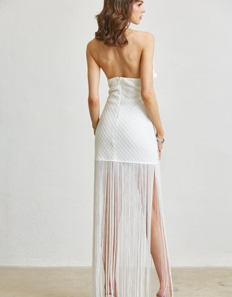 Kailani Halter Shell Disc Maxi Dress With Fringe