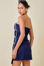 Strapless Mini Dress w/ Overlapped Scallop Panels