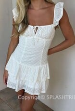 Addie Ruffle Shoulder Eyelet Mini Dress
