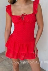 Addie Ruffle Shoulder Eyelet Mini Dress