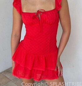 Addie Ruffle Shoulder Eyelet Mini Dress