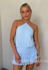 Textured Halter Smocked Waist Skort Mini Dress