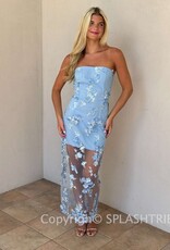 Jamie Embroidery Mesh Strapless Maxi Dress