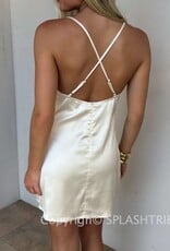 Amelia Lace Trim Satin Slip Mini Dress