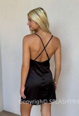 Amelia Lace Trim Satin Slip Mini Dress