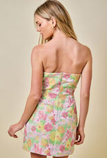 Mason Floral Jacquard Strapless Mini Dress