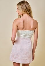 Tiffany Strapless Colorblock Floral Jacquard Mini Dress