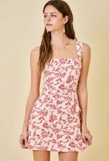 Floral Jacquard Pocket Flaps Mini Dress