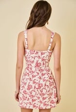 Floral Jacquard Pocket Flaps Mini Dress