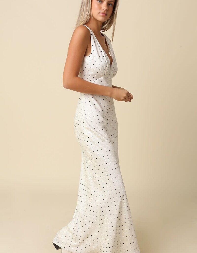 Cameron Satin Polka Dot Maxi Dress