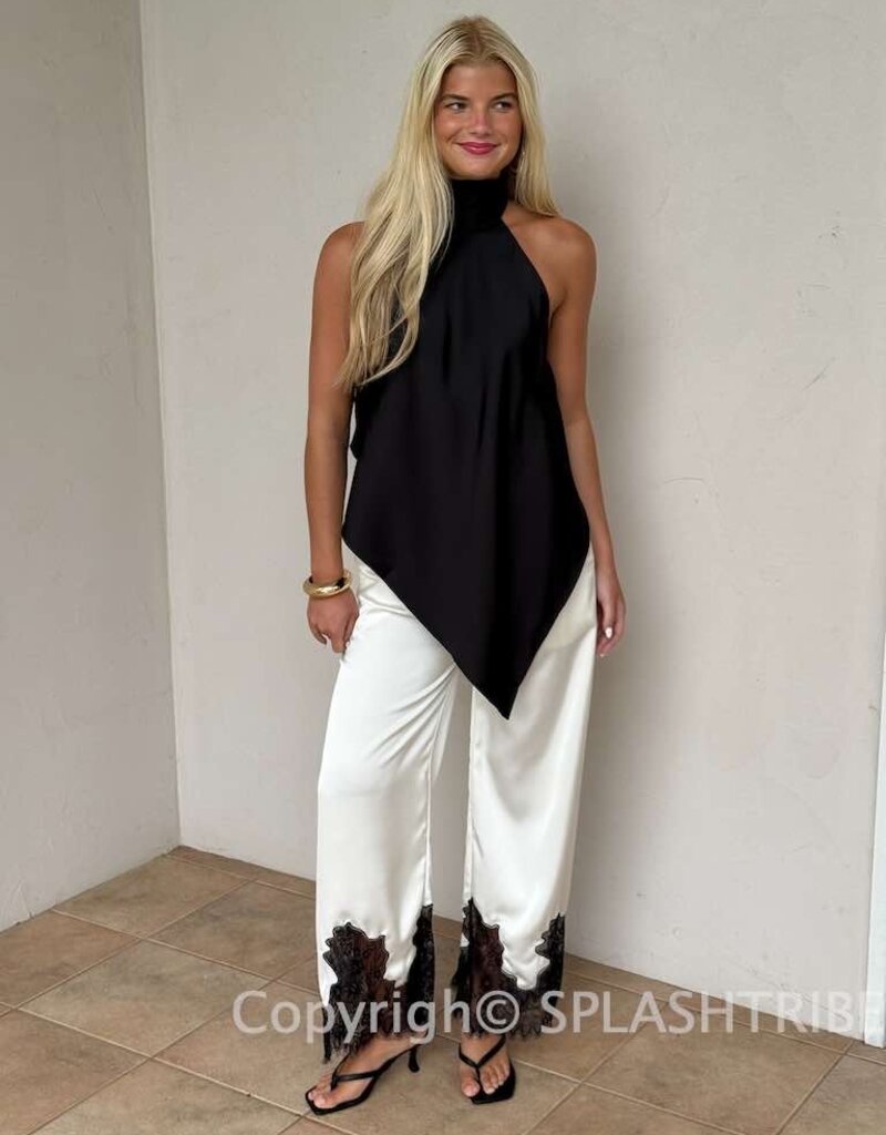 Georgetta Satin Asymmetrical Open Back Top