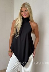 Georgetta Satin Asymmetrical Open Back Top