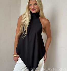 Georgetta Satin Asymmetrical Open Back Top