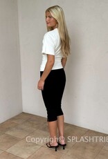 Isabella Button Front Side Slit Capri Pants