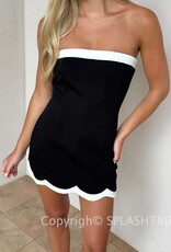 Hadley Strapless Scalloped Contrast Trim Mini Dress