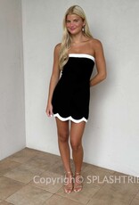 Hadley Strapless Scalloped Contrast Trim Mini Dress