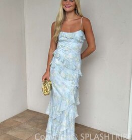 Eva Floral Chiffon Ruffle Maxi Dress