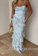 Eva Floral Chiffon Ruffle Maxi Dress